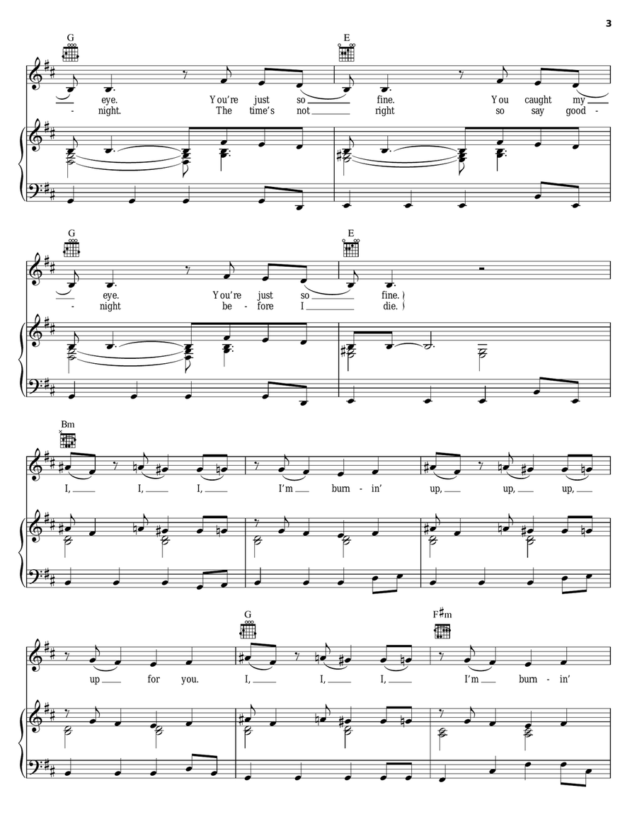 Burnin Up Piano, Vocal, Guitar scores gallery preview page 3