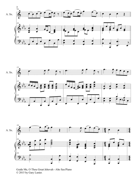 GUIDE ME, O THOU GREAT JEHOVAH (Duet – Alto Sax and Piano/Score and Parts) image number null