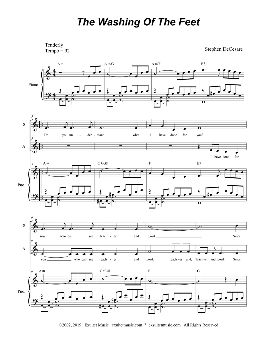The Washing Of The Feet (2-part choir - (SA) SA scores gallery preview page 1