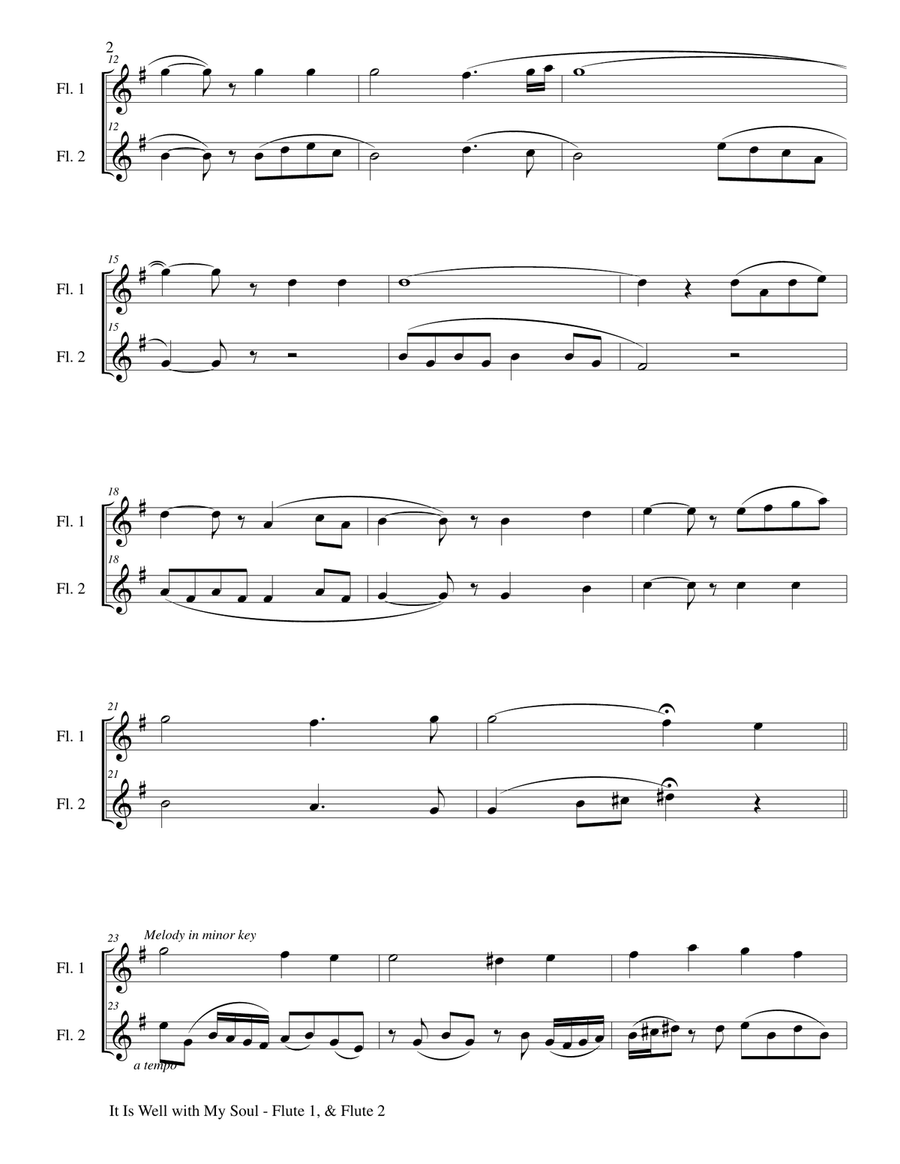 IT IS WELL WITH MY SOUL (Duet - Flute 1 & Flute 2 - Score & Instrumental Parts Included) Flute Duet scores gallery preview page 3