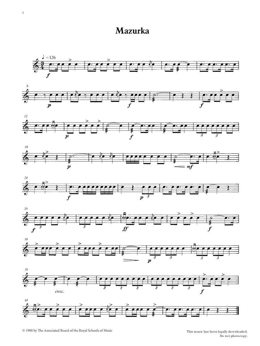 Mazurka from Graded Music for Snare Drum, Book II Percussion scores gallery preview page 1
