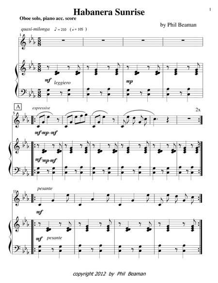Habanera Sunrise-oboe, piano image number null