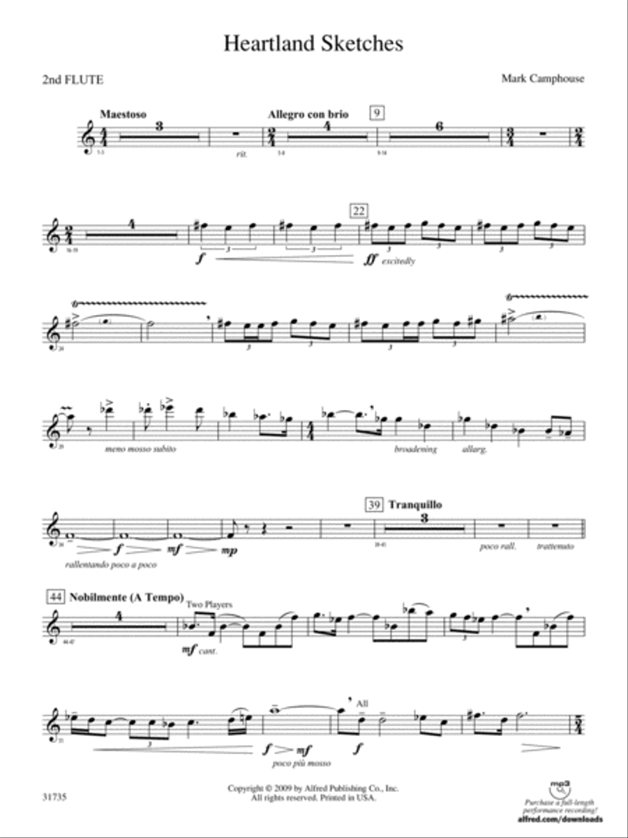 Heartland Sketches: 2nd Flute Concert Band scores gallery preview page 1