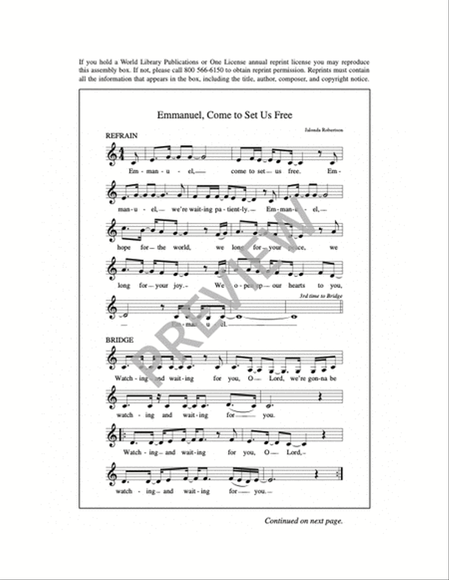 Emmanuel, Come to Set Us Free 4-Part scores gallery preview page 5