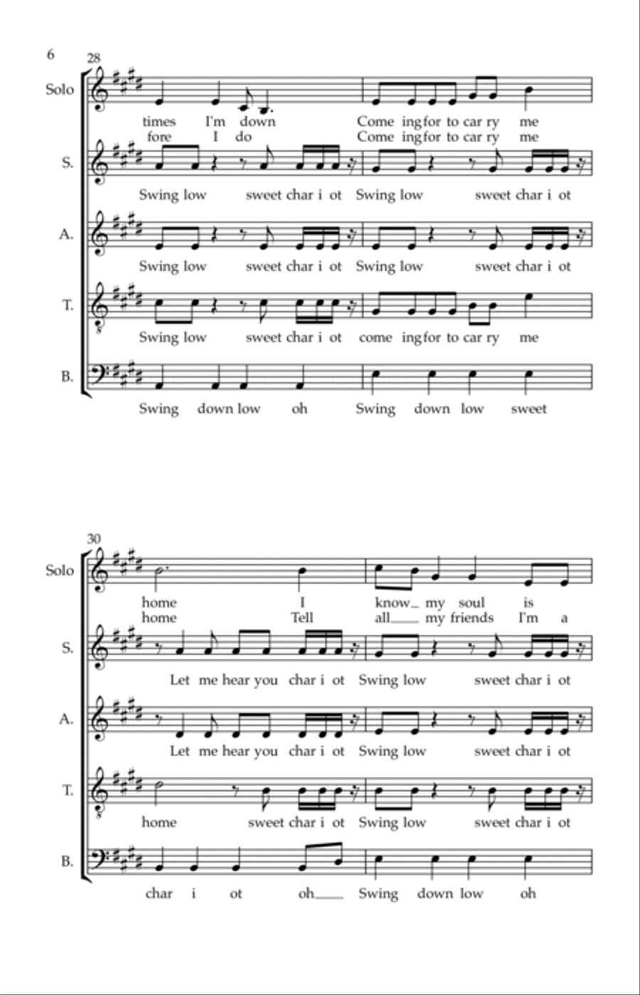 Swing Low Sweet Chariot 4-Part scores gallery preview page 6