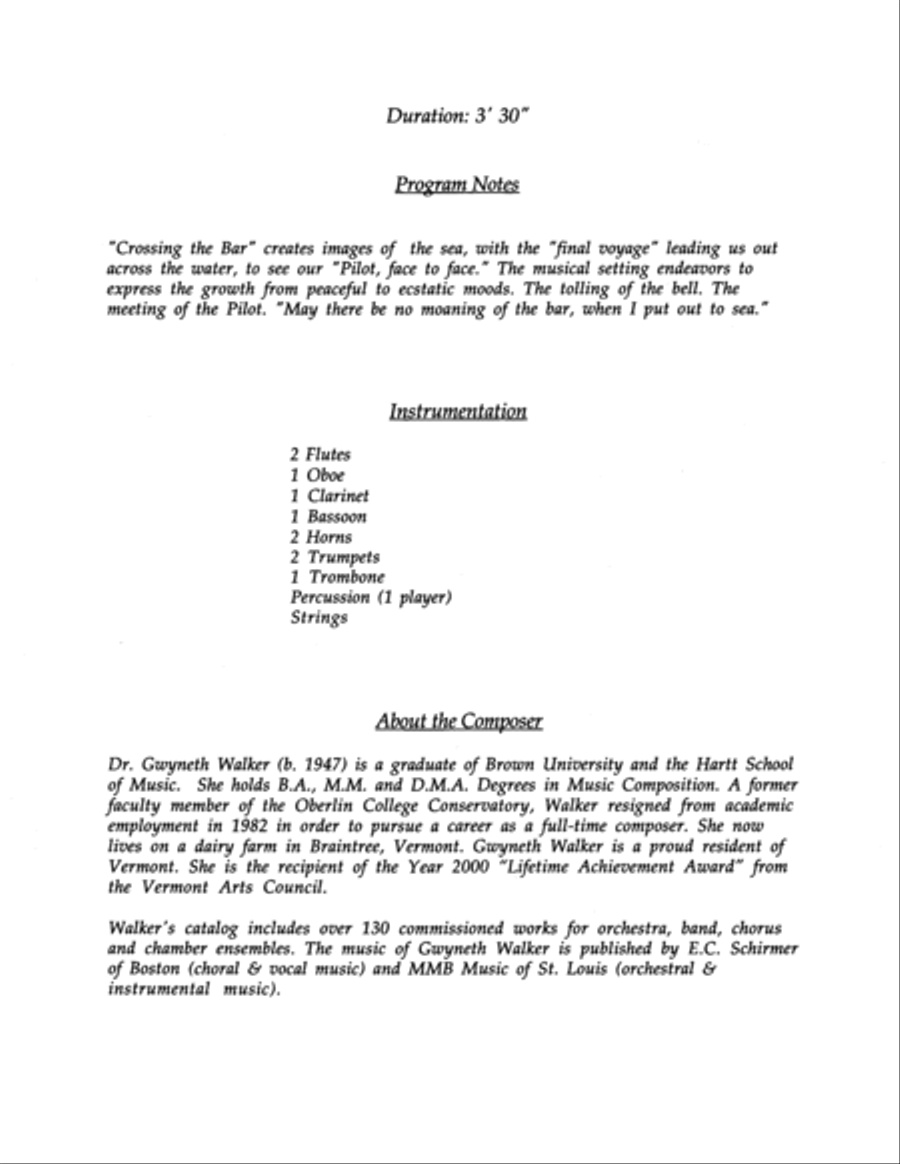 Crossing the Bar from Love Was My Lord and King! (Downloadable SATB Chamber Orchestra Score) 4-Part scores gallery preview page 1