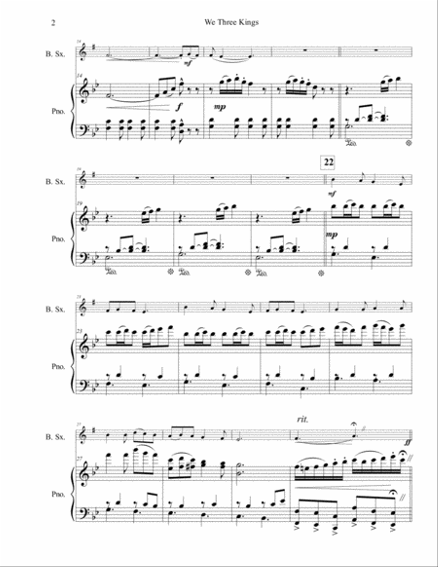 We Three Kings for Solo Bari Saxophone Baritone Saxophone scores gallery preview page 3