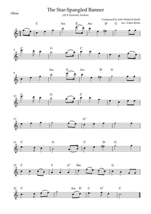 Book cover for The Star Spangled Banner (USA National Anthem) for Oboe Solo with Chords (C Major)