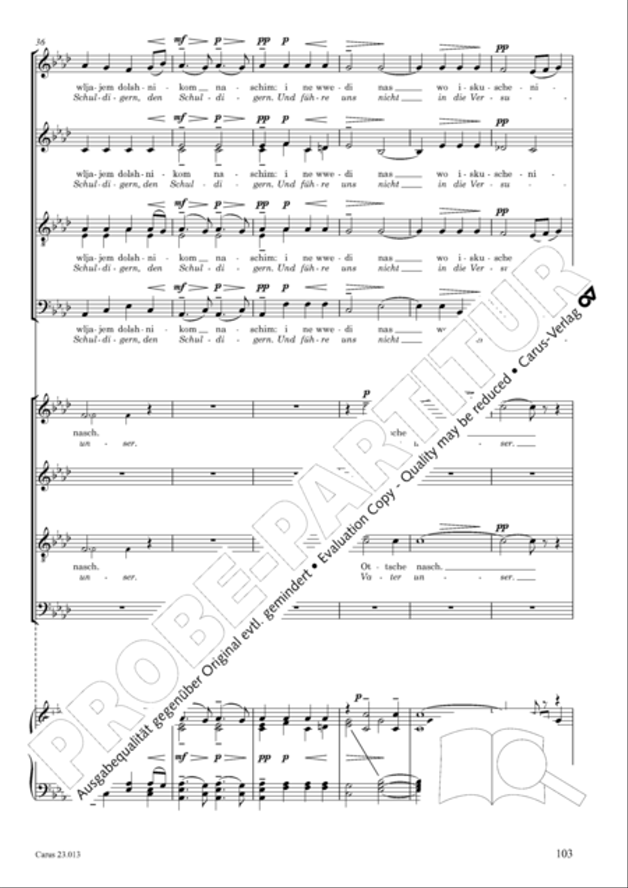 Liturgy of St. John Chrysostom op. 31 for mixed choir a cappella (Chrysostomos-Liturgie op. 31 fur Chor a cappella mit singbarem deutschem Text) A Cappella scores gallery preview page 125