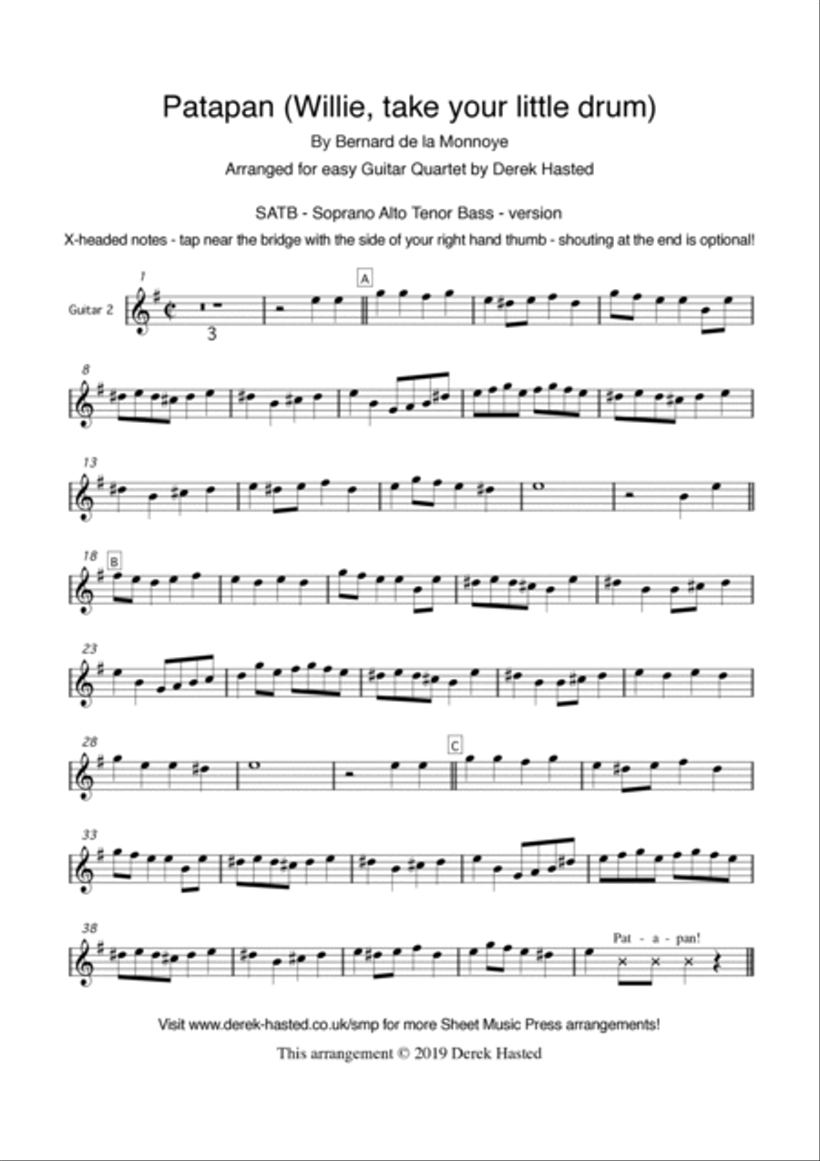 Patapan - Carol for easy guitar quartet Guitar Ensemble scores gallery preview page 5