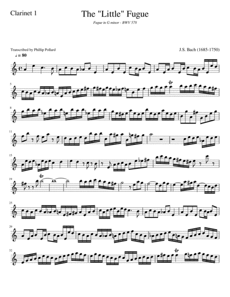The "Little" Fugue (BWV 578) for mixed clarinet quartet image number null