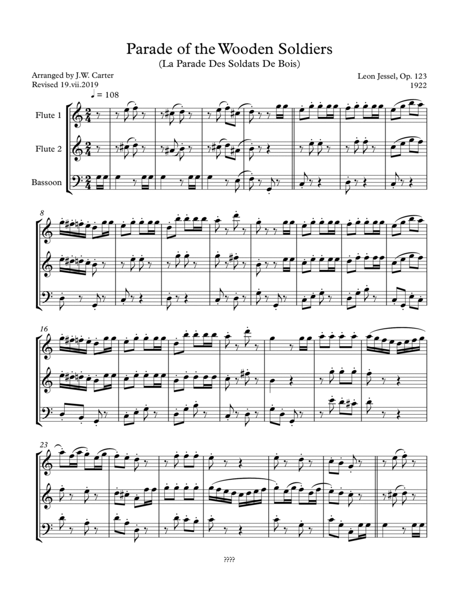 Parade of the Wooden Soldiers Woodwind Trio scores gallery preview page 1