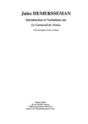 Book cover for Jules Demersseman - Introduction et Variations sur Le Carnaval de Venise for tenor saxophone and pi