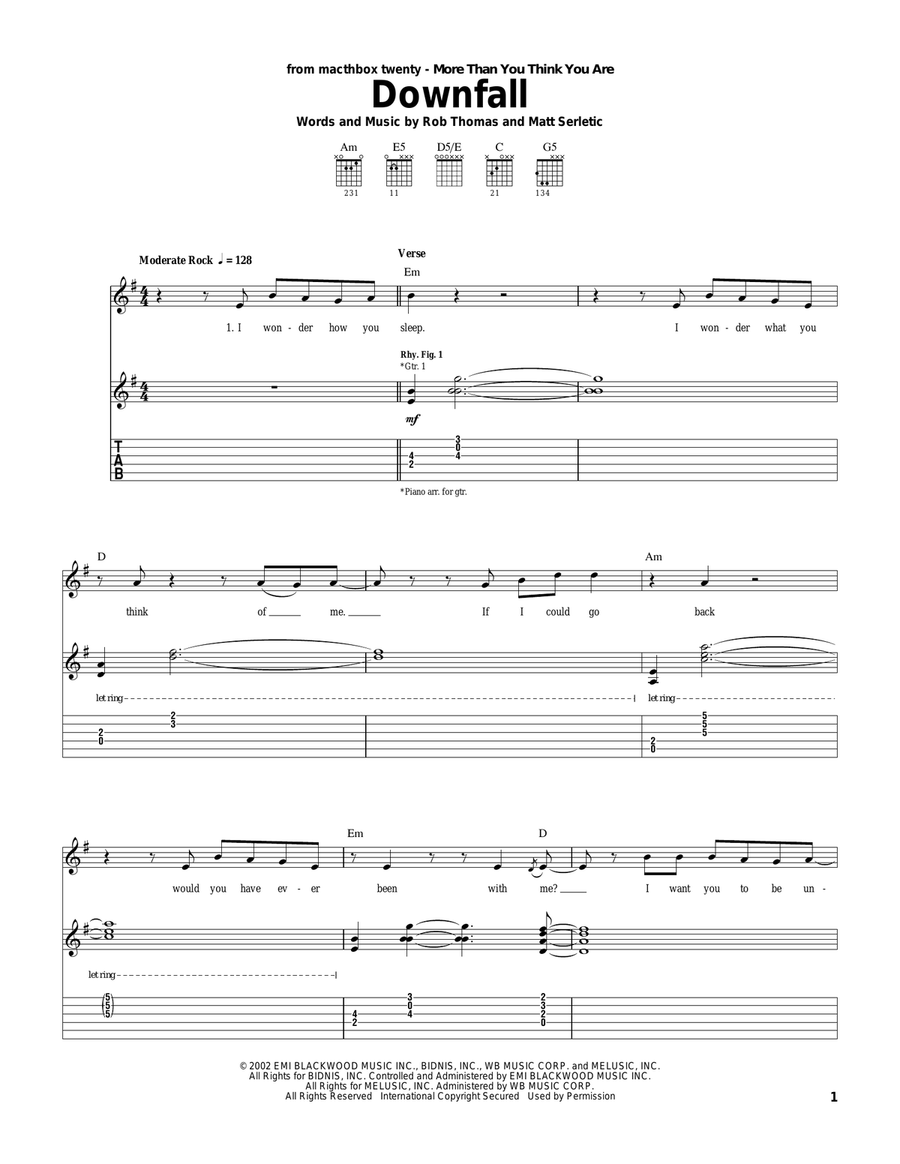 Downfall Acoustic Guitar scores gallery preview page 1