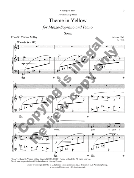 Theme in Yellow: 7 Songs for Mezzo-Soprano and Piano image number null