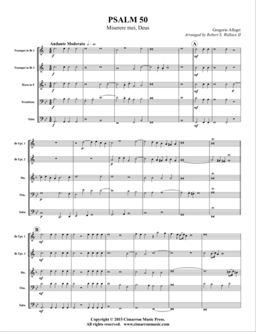 Psalm 60 Psalm 60 Brass Quintet scores gallery preview page 1