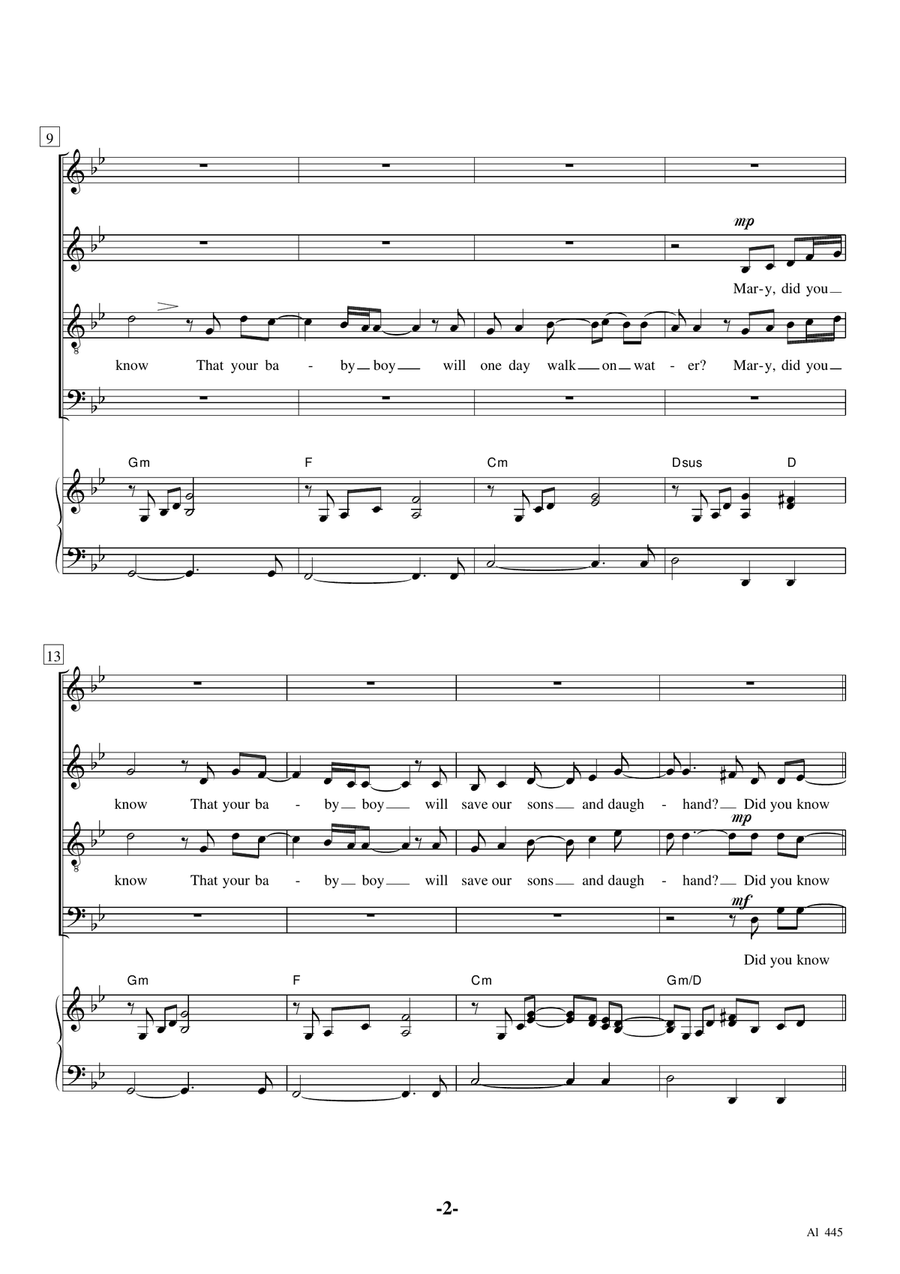 Mary, Did You Know? 4-Part scores gallery preview page 2