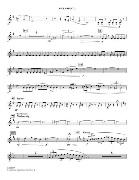 Symphonic Suite from Star Trek - Bb Clarinet 3