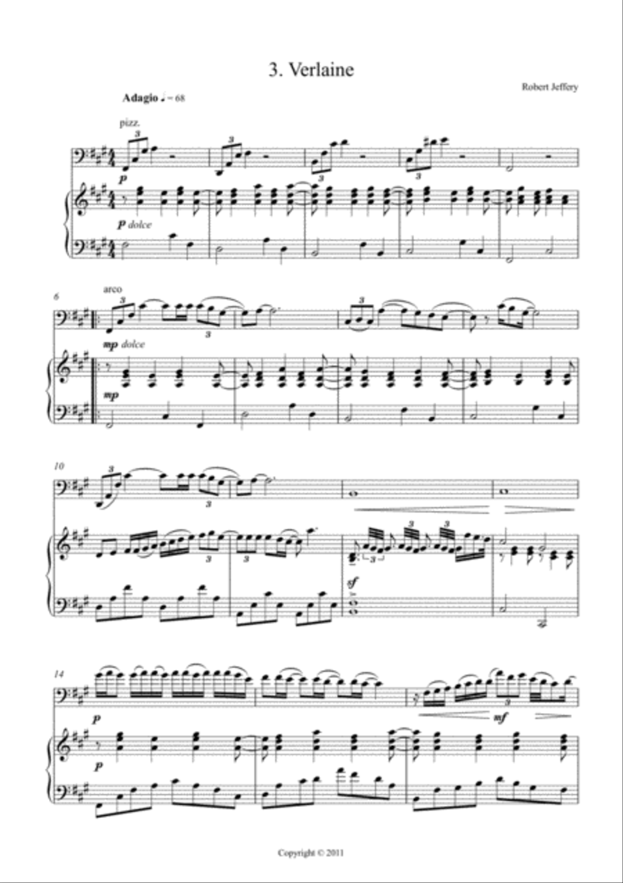 Verlaine - for cello and piano Piano scores gallery preview page 1