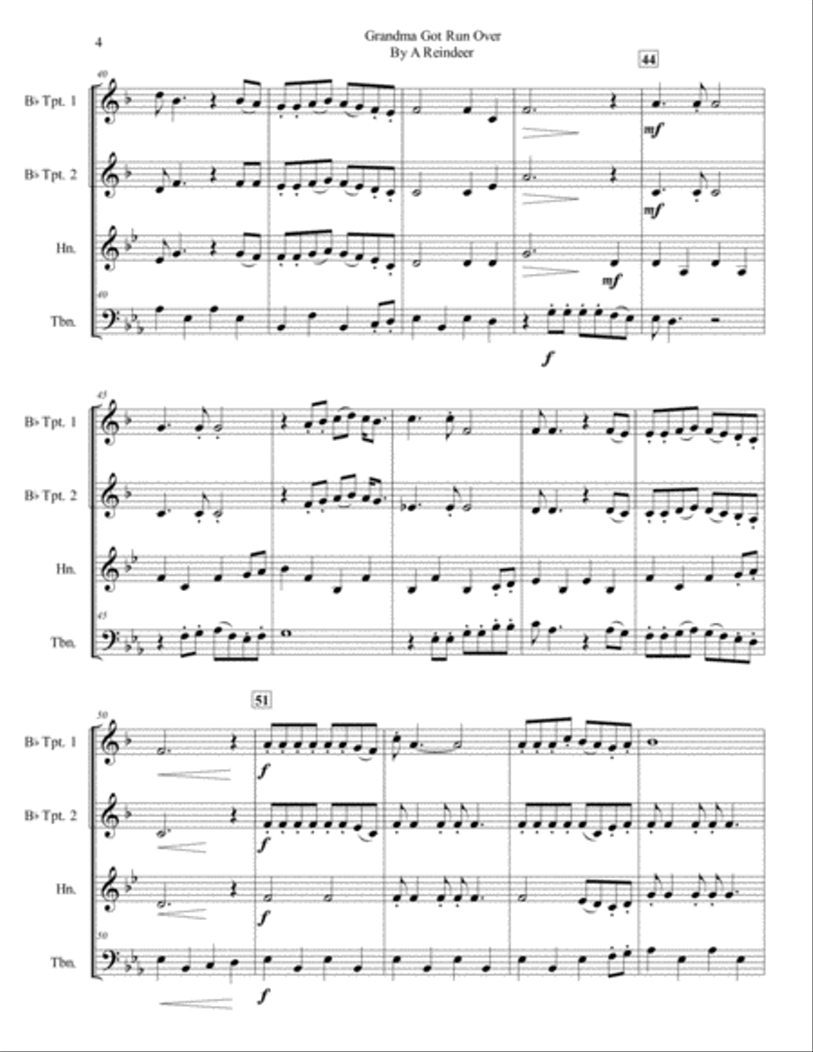 Grandma Got Run Over By A Reindeer Brass Ensemble scores gallery preview page 5