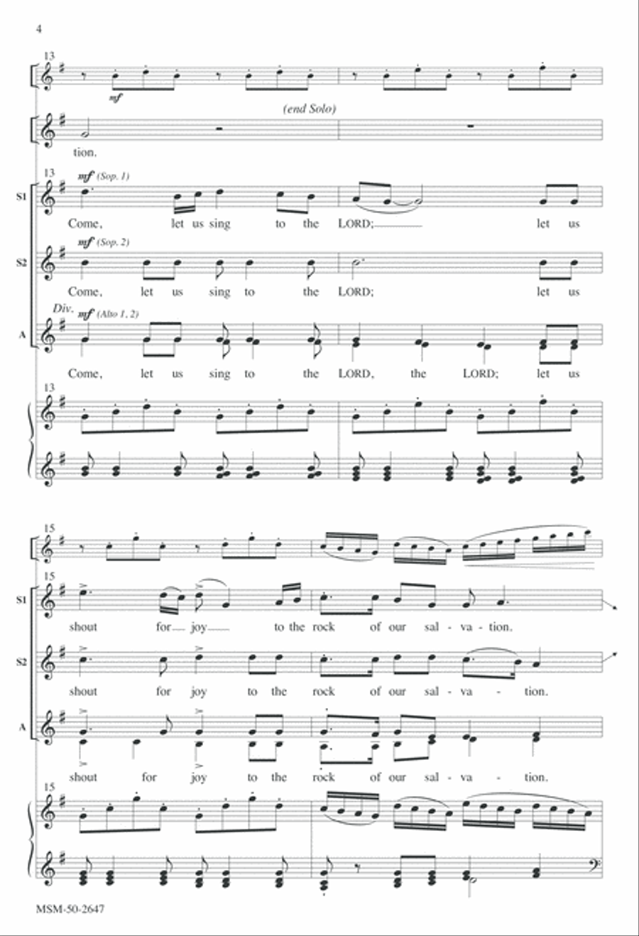 Come, Let Us Sing to the Lord 4-Part scores gallery preview page 4