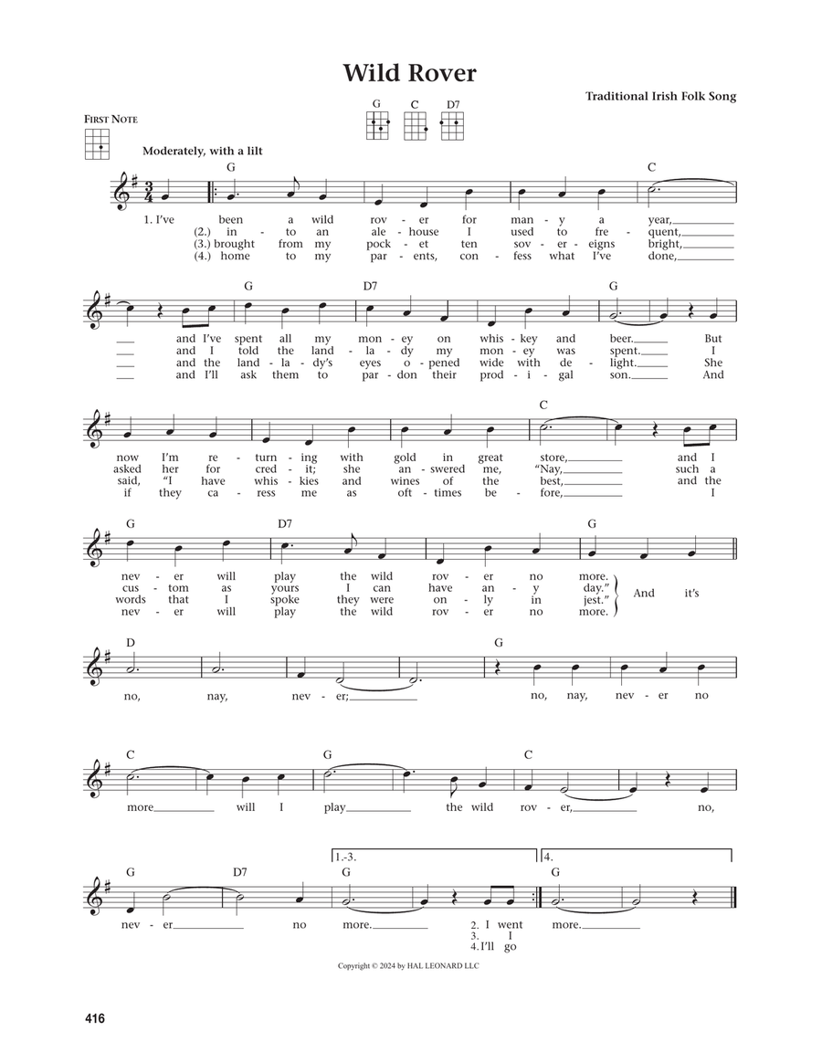 Wild Rover (from The Daily Ukulele) (arr. Jim Beloff) Ukulele scores gallery preview page 1