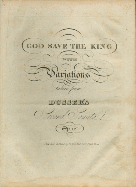 God Save the King with Variations taken from Dussek's Second Sonata, Op. 1
