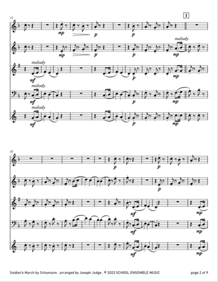 Soldier's March by Schumann for Woodwind Quartet in Schools Woodwind Quartet scores gallery preview page 2