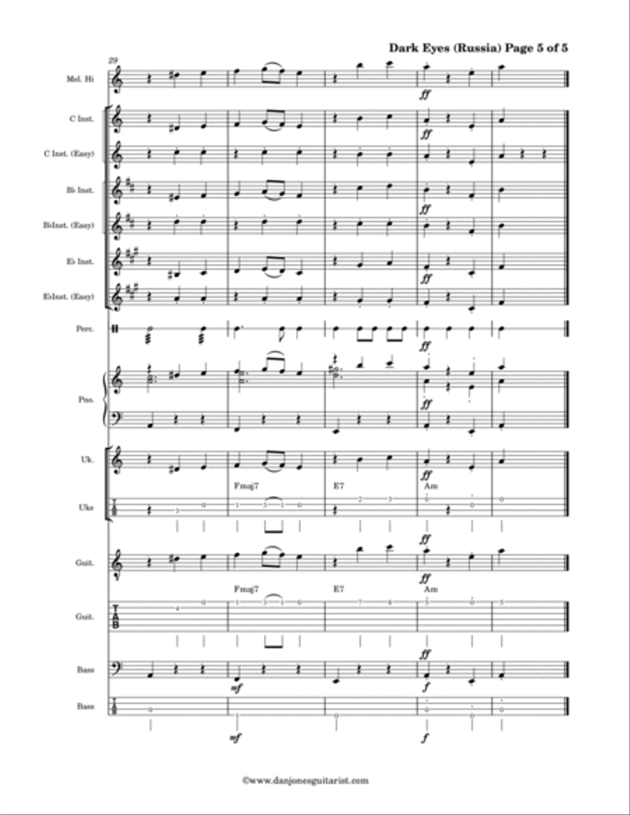 Dark Eyes (Les Yeux Noirs) Large Ensemble scores gallery preview page 6