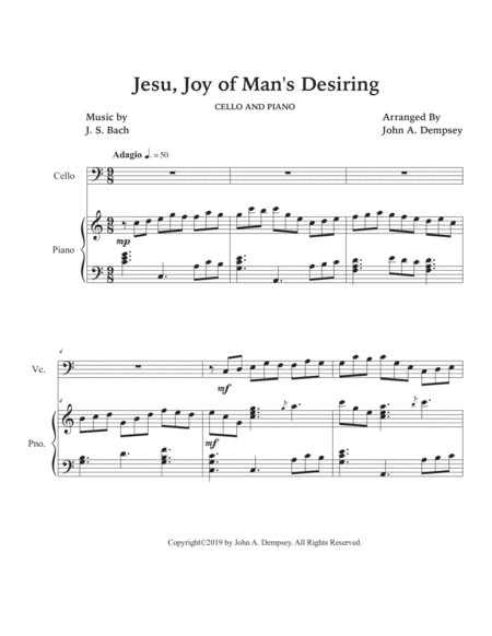 Jesu, Joy of Man's Desiring (Cello and Piano) image number null