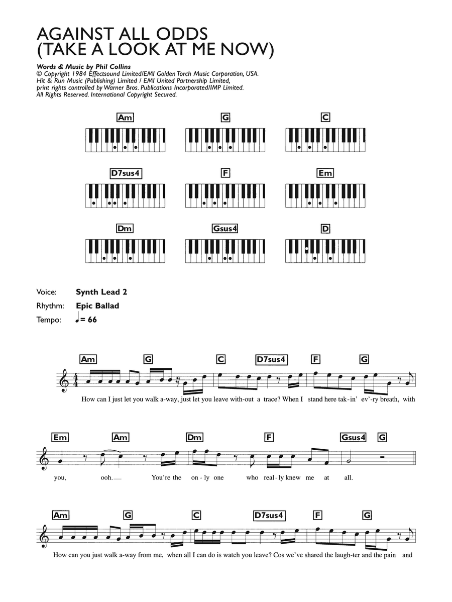 Against All Odds (Take A Look At Me Now) Piano Solo scores gallery preview page 1