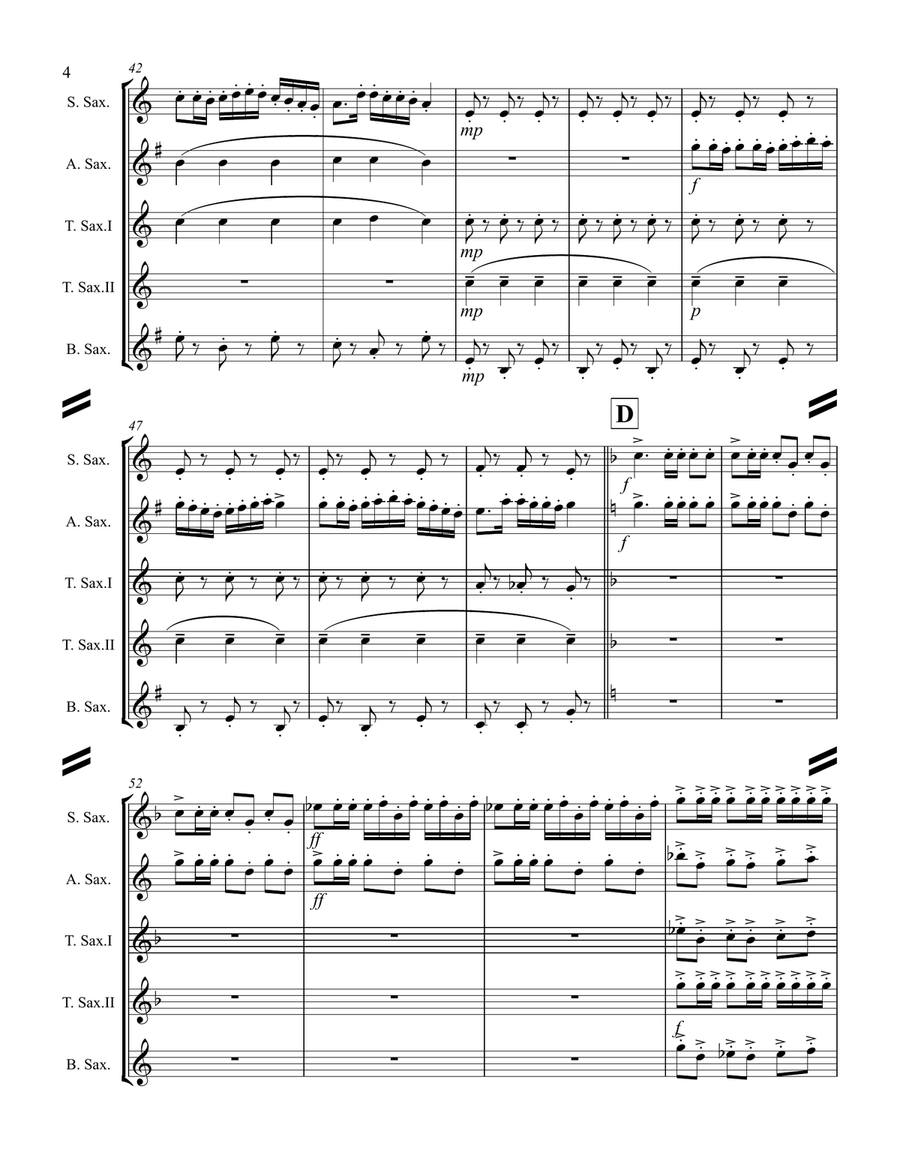 Procession of the Nobles from Mlada (for Saxophone Quintet SATTB) Saxophone Quintet scores gallery preview page 5
