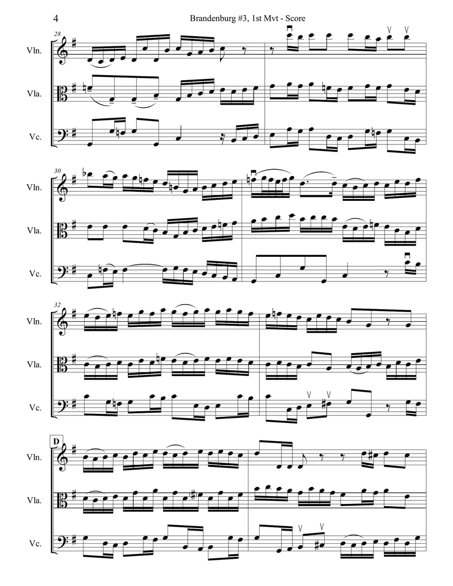 Brandenburg Concerto #3, 1st Mvt. for String Trio String Trio scores gallery preview page 4