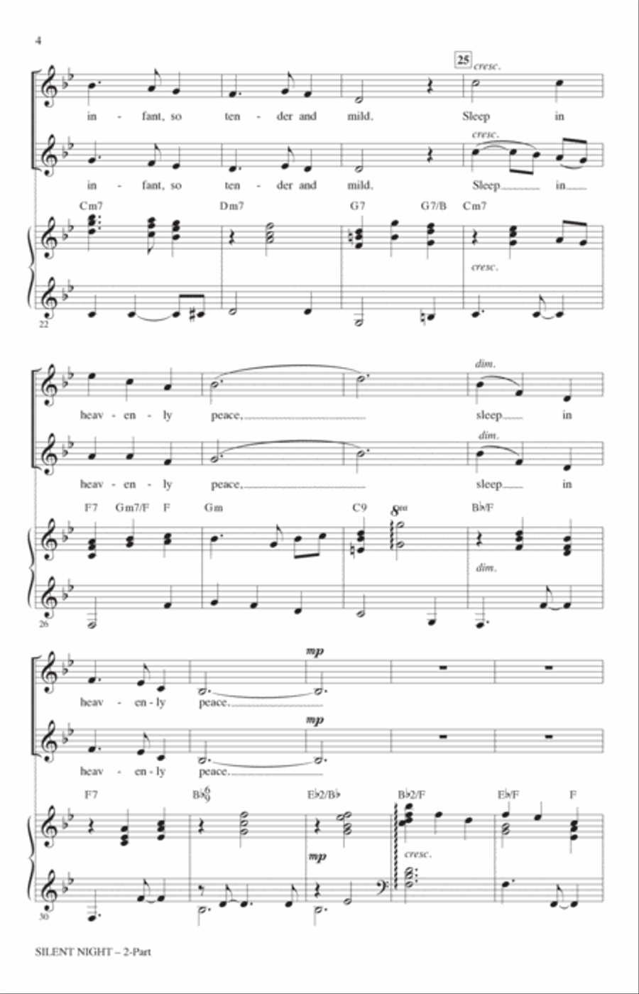 Silent Night (arr. Mac Huff) 2-Part scores gallery preview page 3