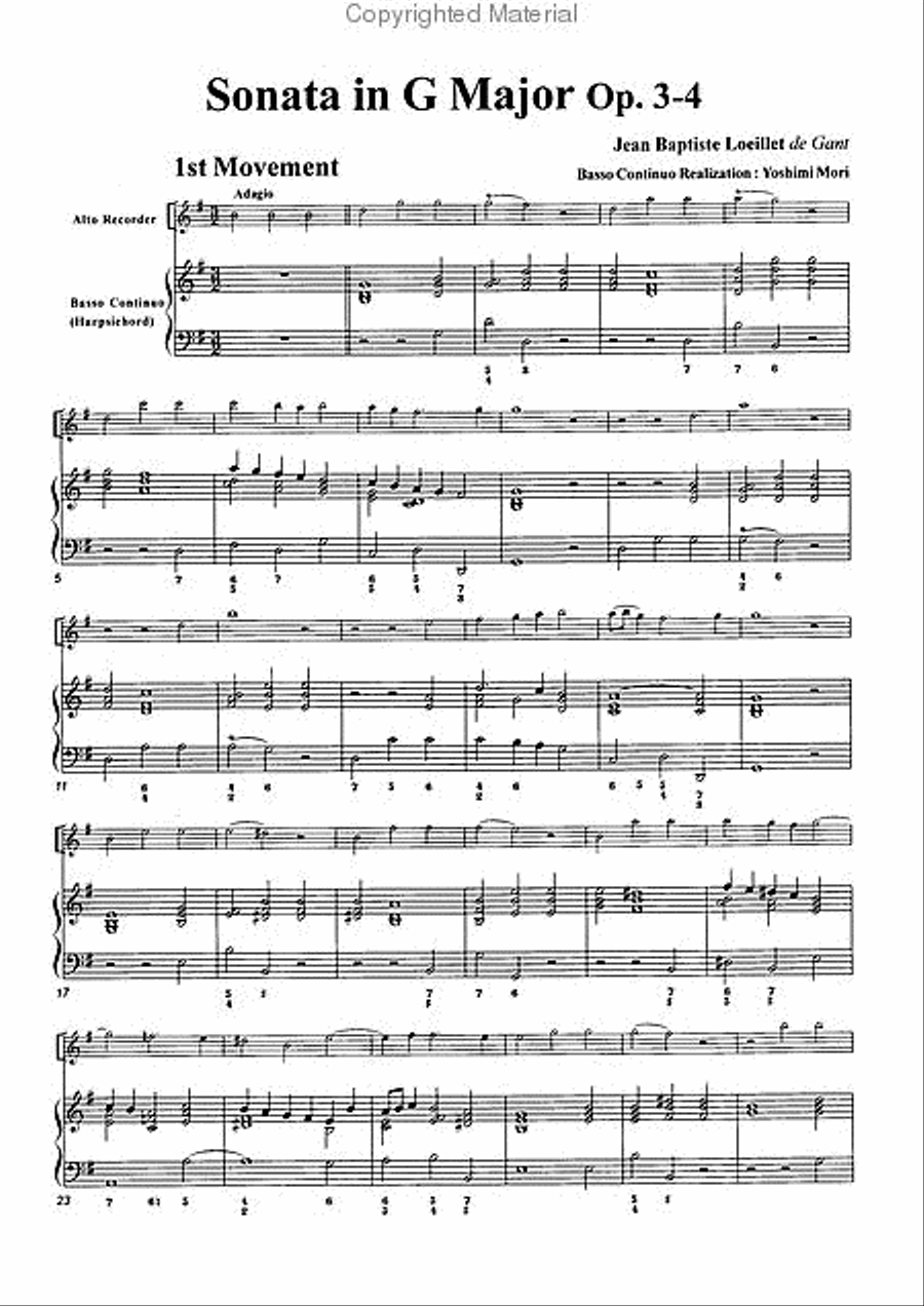 Sonata in G Major, Op. 3-4 Alto Recorder scores gallery preview page 3
