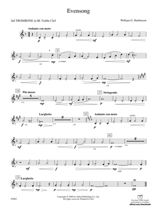 Evensong: (wp) 3rd B-flat Trombone T.C.