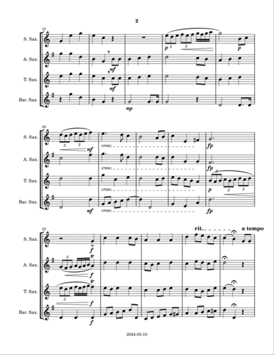 The Star Spangled Banner The Star Spangled Banner Saxophone Quartet scores gallery preview page 2