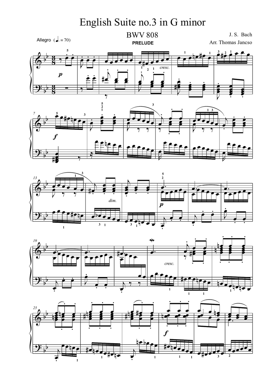 English Suite No.3 English Suite No.3 Piano Solo scores gallery preview page 1