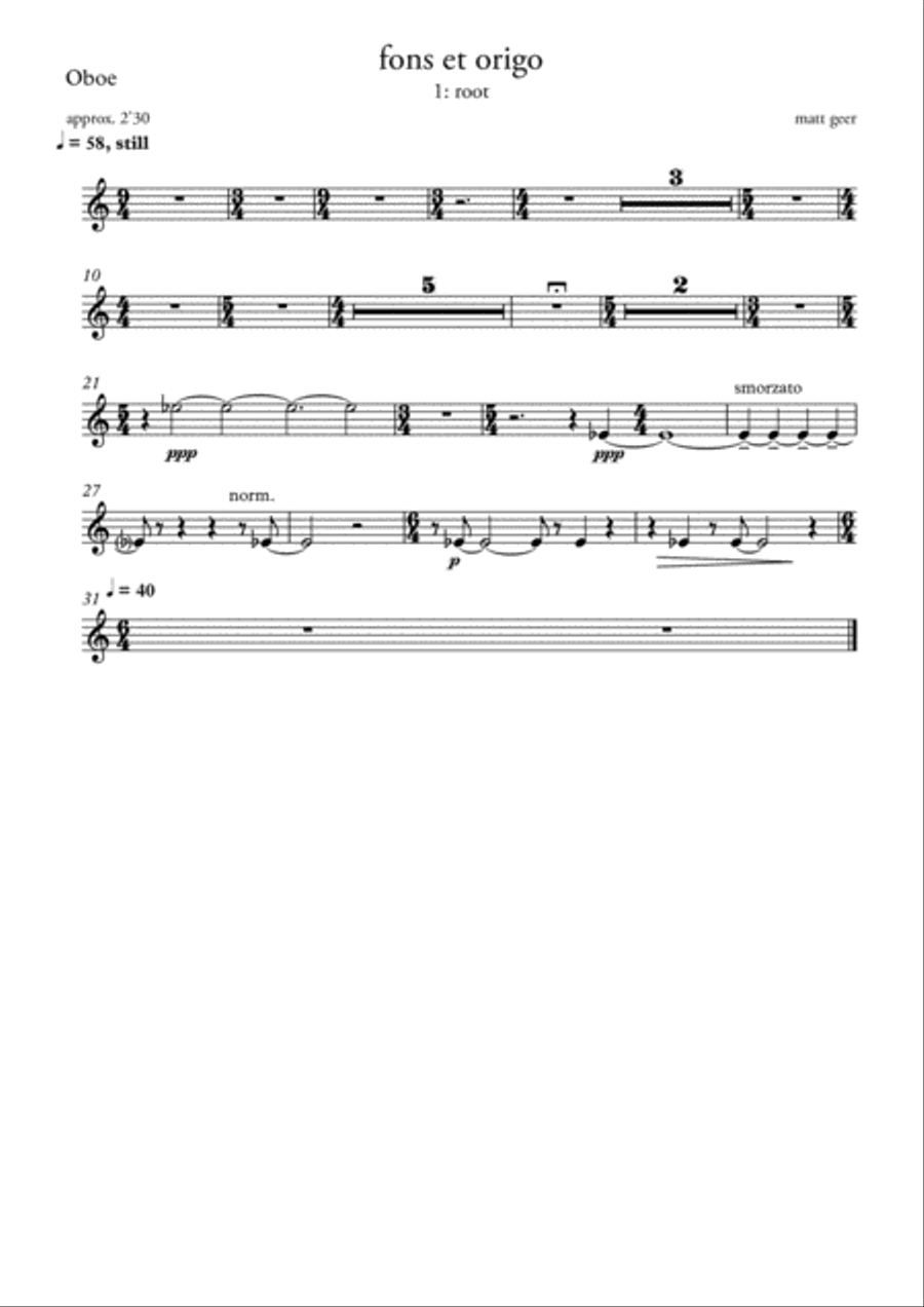 Fons et origo (Individual oboe part) Woodwind Quintet scores gallery preview page 4