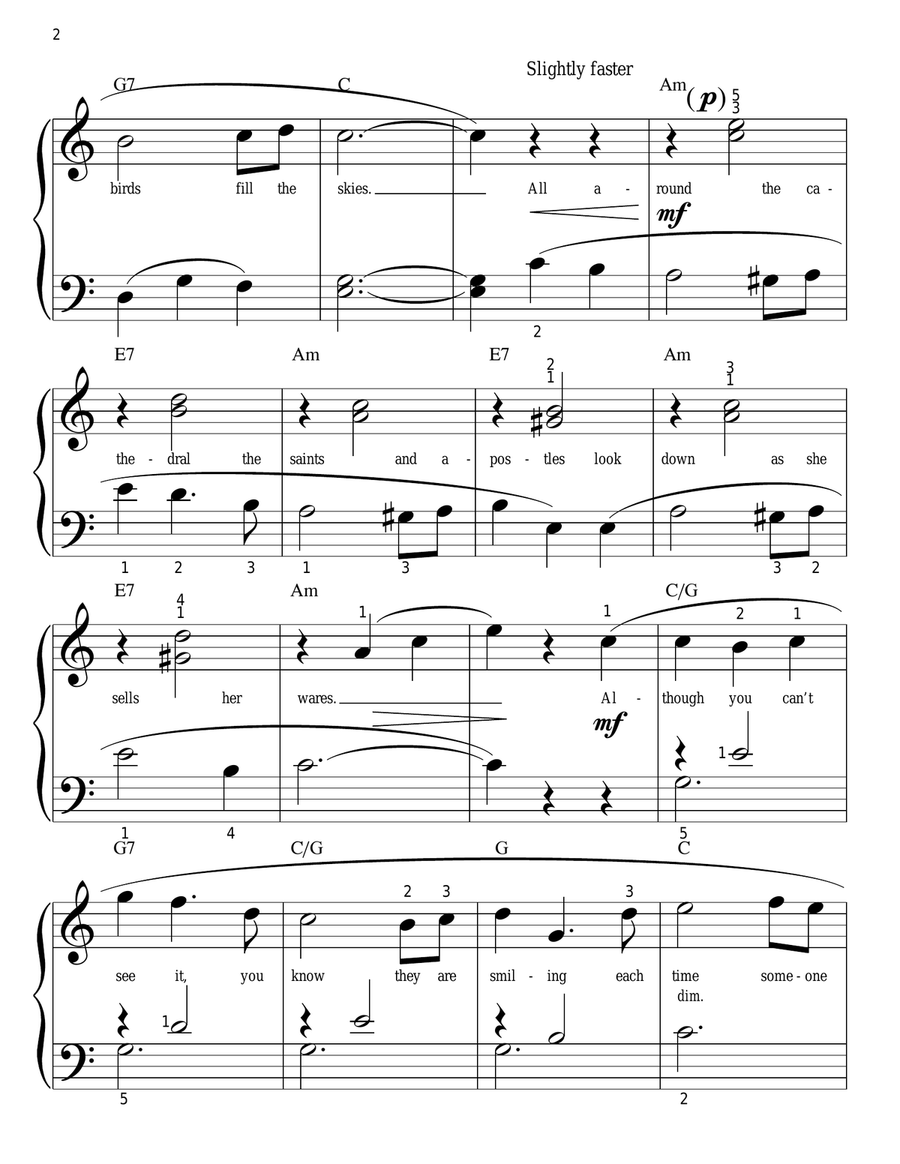 Feed The Birds (Tuppence A Bag) (from Mary Poppins) (arr. Phillip Keveren) Easy Piano scores gallery preview page 2