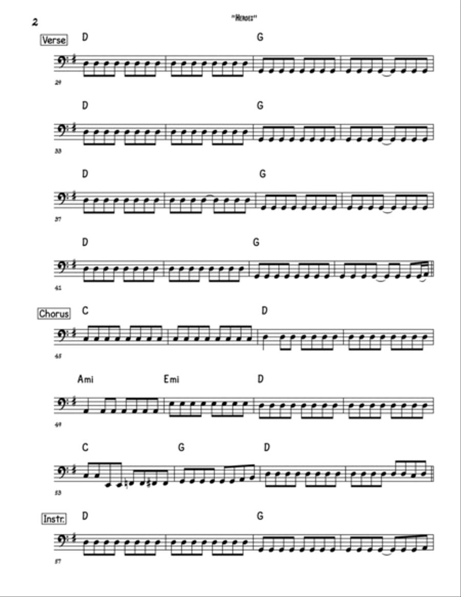 Heroes Bass Guitar scores gallery preview page 2
