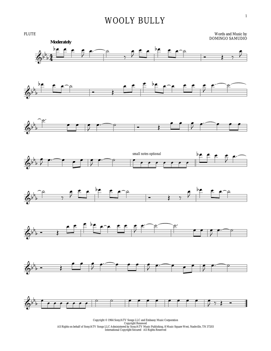 Wooly Bully Flute Solo scores gallery preview page 1