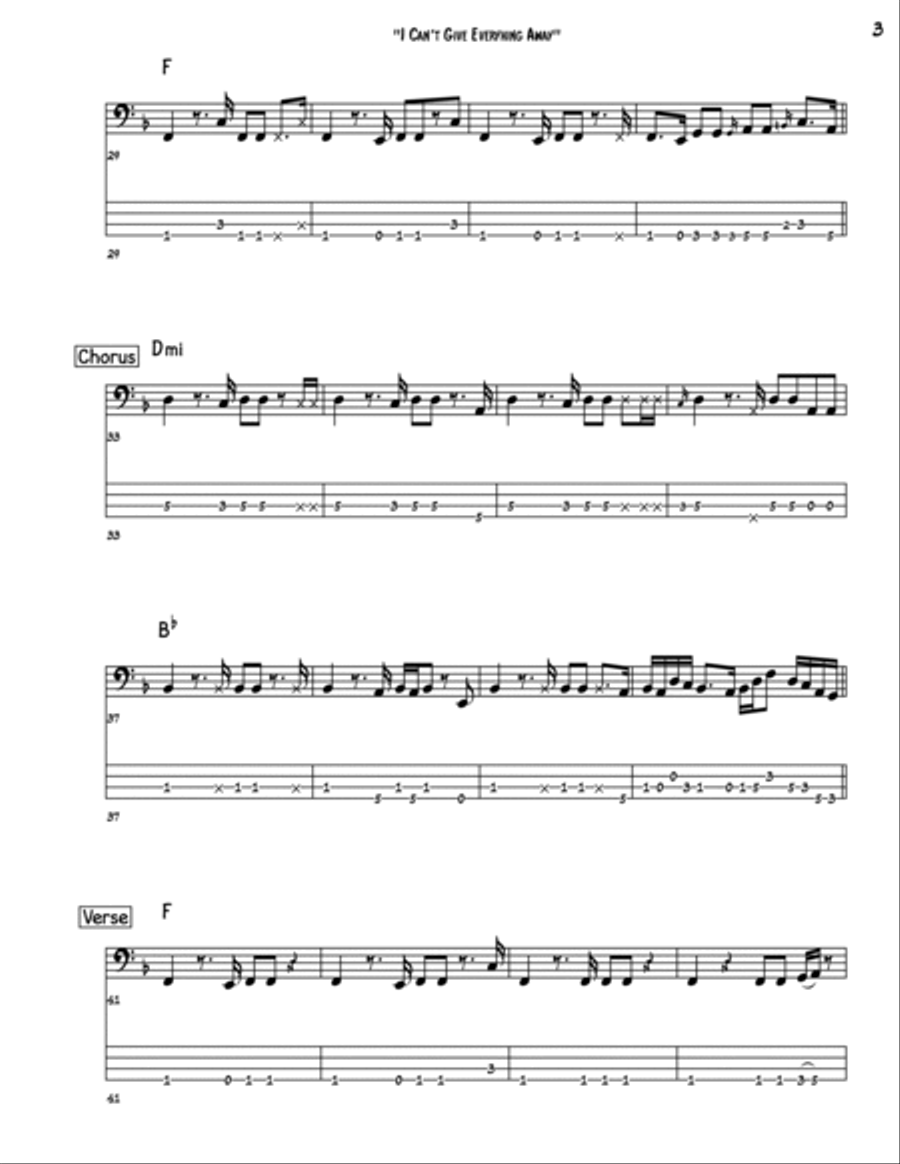 I Can't Give Everything Away Bass Guitar scores gallery preview page 3