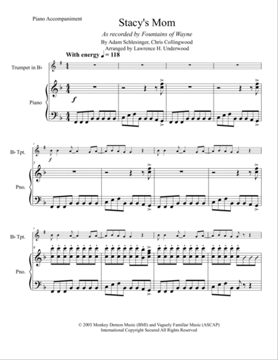 Stacy's Mom Trumpet Solo scores gallery preview page 2