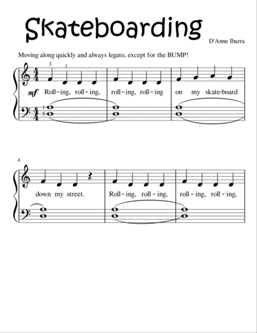 Skateboarding Skateboarding Easy Piano scores gallery preview page 1