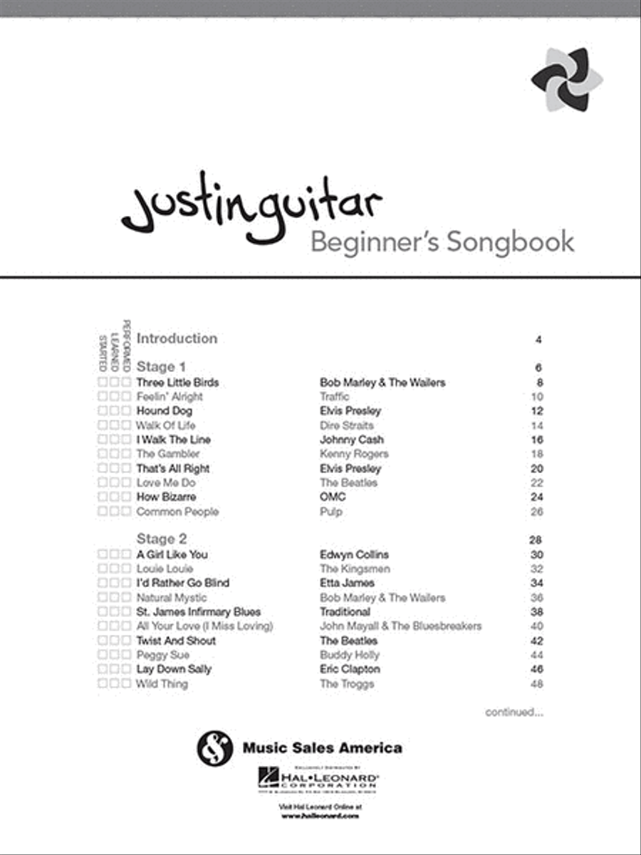 Justinguitar beginner's new arrivals songbook