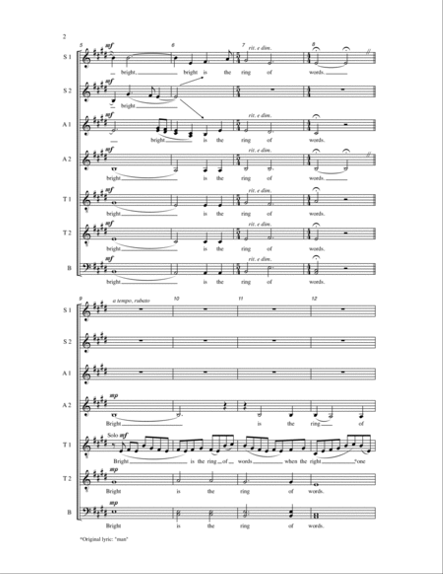 Bright Is the Ring of Words 4-Part scores gallery preview page 2