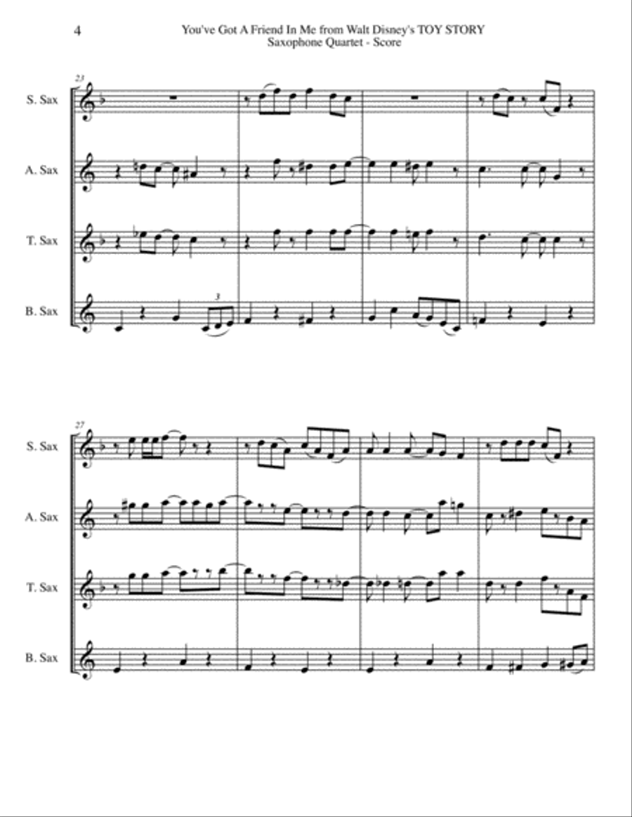 You've Got A Friend In Me Woodwind Quartet scores gallery preview page 4