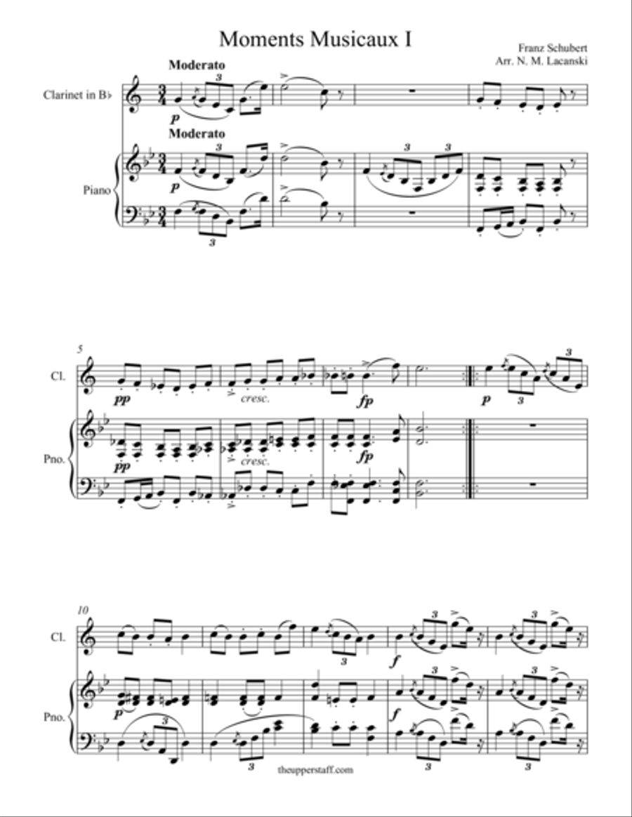Moments Musicaux I Clarinet Solo scores gallery preview page 1