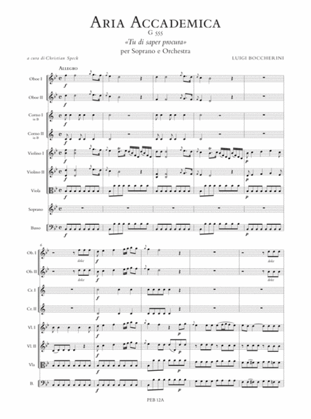 Aria accademica G 555 "Tu di saper procura" for Soprano and Orchestra